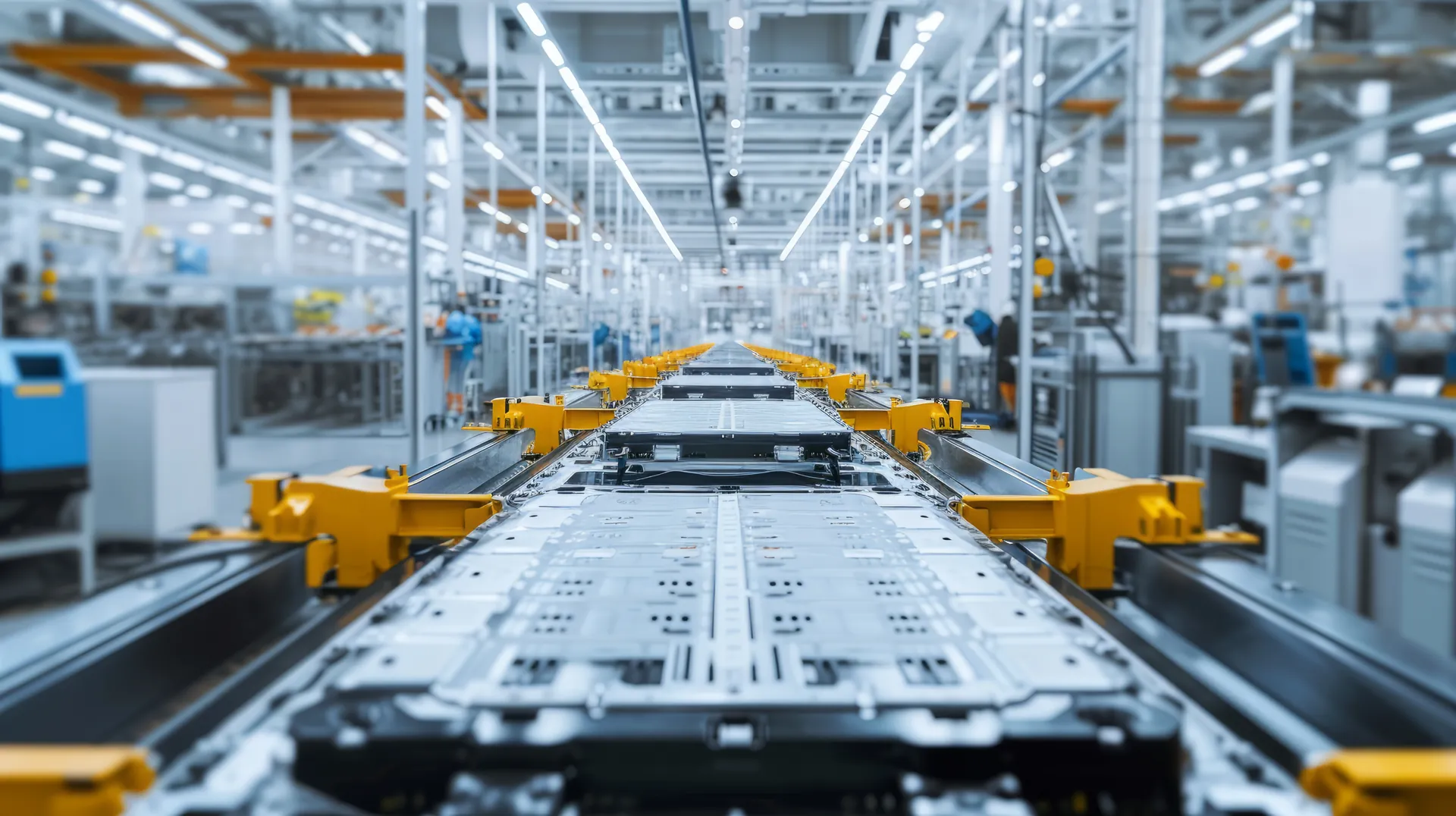 Battery production line in a modern gigafactory