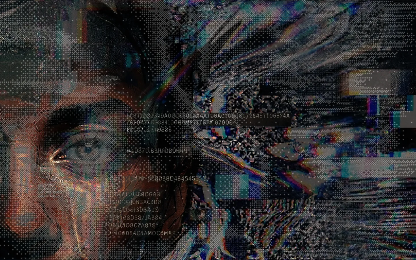 Abstract digital portrait representing the intersection of technology and humanity